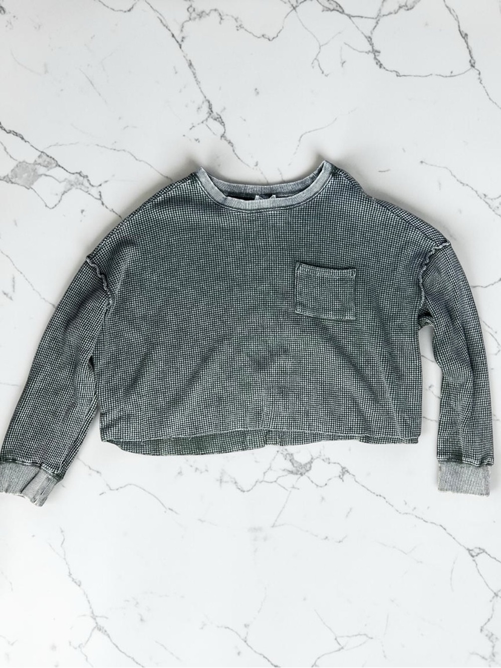 FESTI by Torrid Cropped Waffle-Knit Crewneck Sweater in Heather Gray